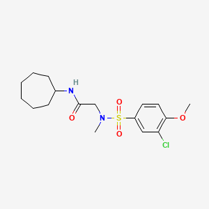 molecular formula C17H25ClN2O4S B5066086 N~2~-[(3-chloro-4-methoxyphenyl)sulfonyl]-N-cycloheptyl-N~2~-methylglycinamide 