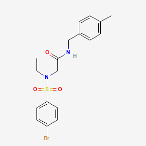 molecular formula C18H21BrN2O3S B5066324 N~2~-[(4-bromophenyl)sulfonyl]-N~2~-ethyl-N-(4-methylbenzyl)glycinamide 