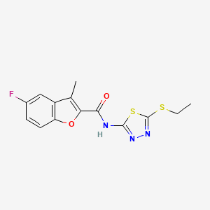 molecular formula C14H12FN3O2S2 B5066595 N-[5-(ethylsulfanyl)-1,3,4-thiadiazol-2-yl]-5-fluoro-3-methyl-1-benzofuran-2-carboxamide 