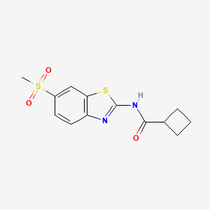 molecular formula C13H14N2O3S2 B5066727 N-(6-METHANESULFONYL-13-BENZOTHIAZOL-2-YL)CYCLOBUTANECARBOXAMIDE 