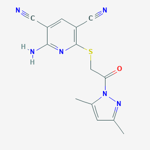 molecular formula C14H12N6OS B506677 2-amino-6-{[2-(3,5-dimethyl-1H-pyrazol-1-yl)-2-oxoethyl]sulfanyl}-3,5-pyridinedicarbonitrile CAS No. 311809-92-4