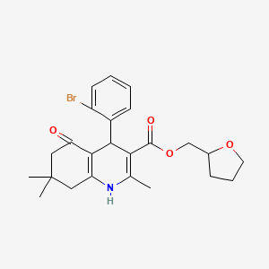 molecular formula C24H28BrNO4 B5066812 Tetrahydrofuran-2-ylmethyl 4-(2-bromophenyl)-2,7,7-trimethyl-5-oxo-1,4,5,6,7,8-hexahydroquinoline-3-carboxylate 