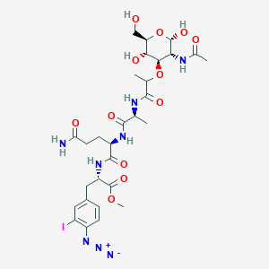 molecular formula C29H41IN8O12 B050669 N-Acetylmuramyl-alanyl-isoglutaminyl-(3'-iodo-4'-azidophenylalanine) methyl ester CAS No. 111364-35-3