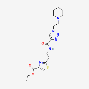 molecular formula C18H26N6O3S B5067019 ethyl 2-{2-[({1-[2-(1-piperidinyl)ethyl]-1H-1,2,3-triazol-4-yl}carbonyl)amino]ethyl}-1,3-thiazole-4-carboxylate 