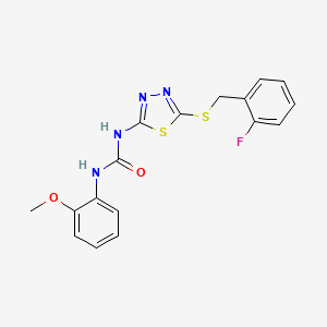 molecular formula C17H15FN4O2S2 B5067022 1-{5-[(2-Fluorobenzyl)sulfanyl]-1,3,4-thiadiazol-2-yl}-3-(2-methoxyphenyl)urea 