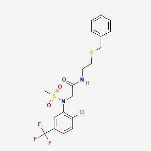 molecular formula C19H20ClF3N2O3S2 B5067039 N-[2-(BENZYLSULFANYL)ETHYL]-2-{N-[2-CHLORO-5-(TRIFLUOROMETHYL)PHENYL]METHANESULFONAMIDO}ACETAMIDE 