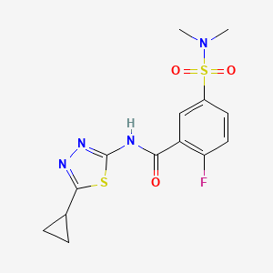 molecular formula C14H15FN4O3S2 B5067526 N-(5-cyclopropyl-1,3,4-thiadiazol-2-yl)-5-(dimethylsulfamoyl)-2-fluorobenzamide 