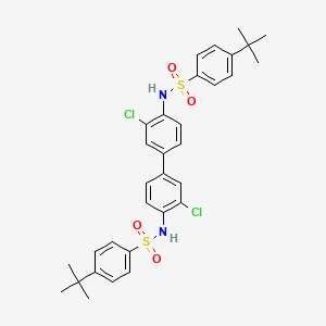 molecular formula C32H34Cl2N2O4S2 B5067882 4-tert-butyl-N-[4-[4-[(4-tert-butylphenyl)sulfonylamino]-3-chlorophenyl]-2-chlorophenyl]benzenesulfonamide 