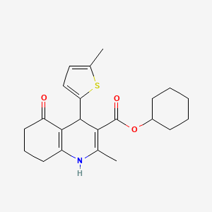 molecular formula C22H27NO3S B5068125 Cyclohexyl 2-methyl-4-(5-methylthiophen-2-yl)-5-oxo-1,4,5,6,7,8-hexahydroquinoline-3-carboxylate 