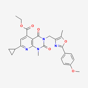 molecular formula C26H26N4O6 B5068268 ETHYL 7-CYCLOPROPYL-3-{[2-(4-METHOXYPHENYL)-5-METHYL-1,3-OXAZOL-4-YL]METHYL}-1-METHYL-2,4-DIOXO-1H,2H,3H,4H-PYRIDO[2,3-D]PYRIMIDINE-5-CARBOXYLATE 