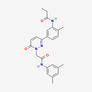 molecular formula C24H26N4O3 B5068279 N-[5-(1-{2-[(3,5-dimethylphenyl)amino]-2-oxoethyl}-6-oxo-1,6-dihydropyridazin-3-yl)-2-methylphenyl]propanamide 