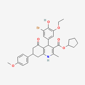 molecular formula C31H34BrNO6 B5068307 cyclopentyl 4-(3-bromo-5-ethoxy-4-hydroxyphenyl)-7-(4-methoxyphenyl)-2-methyl-5-oxo-1,4,5,6,7,8-hexahydroquinoline-3-carboxylate CAS No. 5716-40-5