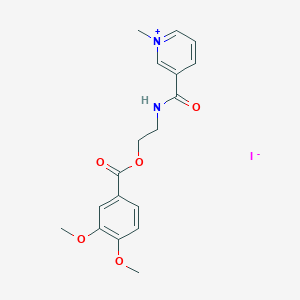 molecular formula C18H21IN2O5 B5068394 2-[(1-Methylpyridin-1-ium-3-carbonyl)amino]ethyl 3,4-dimethoxybenzoate;iodide 