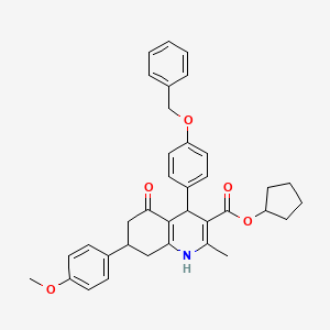 molecular formula C36H37NO5 B5068414 Cyclopentyl 4-[4-(benzyloxy)phenyl]-7-(4-methoxyphenyl)-2-methyl-5-oxo-1,4,5,6,7,8-hexahydroquinoline-3-carboxylate 