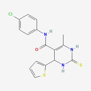 molecular formula C16H14ClN3OS2 B5068480 N-(4-CHLOROPHENYL)-6-METHYL-2-SULFANYLIDENE-4-(THIOPHEN-2-YL)-1,2,3,4-TETRAHYDROPYRIMIDINE-5-CARBOXAMIDE CAS No. 5769-16-4
