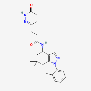 molecular formula C23H29N5O2 B5068708 N-[6,6-dimethyl-1-(2-methylphenyl)-5,7-dihydro-4H-indazol-4-yl]-3-(6-oxo-4,5-dihydro-1H-pyridazin-3-yl)propanamide 