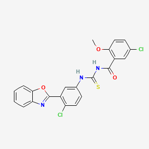 molecular formula C22H15Cl2N3O3S B5068836 N-{[3-(1,3-benzoxazol-2-yl)-4-chlorophenyl]carbamothioyl}-5-chloro-2-methoxybenzamide 