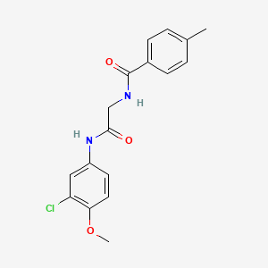 molecular formula C17H17ClN2O3 B5068982 N-{2-[(3-chloro-4-methoxyphenyl)amino]-2-oxoethyl}-4-methylbenzamide 