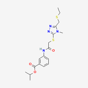molecular formula C18H24N4O3S2 B5069418 Propan-2-yl 3-[[2-[[5-(ethylsulfanylmethyl)-4-methyl-1,2,4-triazol-3-yl]sulfanyl]acetyl]amino]benzoate 