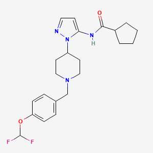 molecular formula C22H28F2N4O2 B5069588 N-[2-[1-[[4-(difluoromethoxy)phenyl]methyl]piperidin-4-yl]pyrazol-3-yl]cyclopentanecarboxamide 