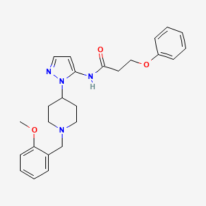 molecular formula C25H30N4O3 B5069777 N-[2-[1-[(2-methoxyphenyl)methyl]piperidin-4-yl]pyrazol-3-yl]-3-phenoxypropanamide 