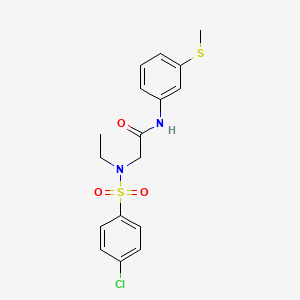 molecular formula C17H19ClN2O3S2 B5069918 N~2~-[(4-chlorophenyl)sulfonyl]-N~2~-ethyl-N-[3-(methylsulfanyl)phenyl]glycinamide 