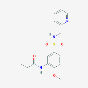 molecular formula C16H19N3O4S B5070045 N-[2-methoxy-5-(pyridin-2-ylmethylsulfamoyl)phenyl]propanamide 
