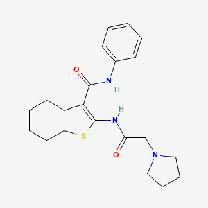 molecular formula C21H25N3O2S B5070061 N-phenyl-2-[(2-pyrrolidin-1-ylacetyl)amino]-4,5,6,7-tetrahydro-1-benzothiophene-3-carboxamide 