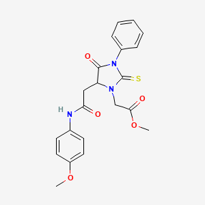 molecular formula C21H21N3O5S B5070363 Methyl (5-{2-[(4-methoxyphenyl)amino]-2-oxoethyl}-4-oxo-3-phenyl-2-thioxoimidazolidin-1-yl)acetate 