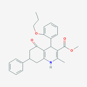 molecular formula C27H29NO4 B5070977 methyl 2-methyl-5-oxo-7-phenyl-4-(2-propoxyphenyl)-4,6,7,8-tetrahydro-1H-quinoline-3-carboxylate 