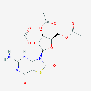 molecular formula C16H18N4O9S B050720 5-Amino-3-(2,3,5-tri-O-acetyl-beta-ribofuranosyl)thiazolo(4,5-d)pyrimidine-2,7-dione CAS No. 124737-24-2