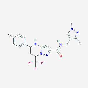 molecular formula C21H23F3N6O B507215 N-[(1,3-dimethyl-1H-pyrazol-4-yl)methyl]-5-(4-methylphenyl)-7-(trifluoromethyl)-4,5,6,7-tetrahydropyrazolo[1,5-a]pyrimidine-2-carboxamide 