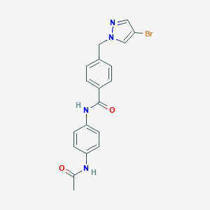 molecular formula C19H17BrN4O2 B507275 N-[4-(acetylamino)phenyl]-4-[(4-bromo-1H-pyrazol-1-yl)methyl]benzamide CAS No. 489450-88-6