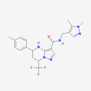 molecular formula C21H23F3N6O B507278 N-[(1,5-dimethyl-1H-pyrazol-4-yl)methyl]-5-(4-methylphenyl)-7-(trifluoromethyl)-4,5,6,7-tetrahydropyrazolo[1,5-a]pyrimidine-3-carboxamide 