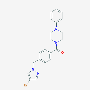 molecular formula C21H21BrN4O B507283 1-{4-[(4-bromo-1H-pyrazol-1-yl)methyl]benzoyl}-4-phenylpiperazine CAS No. 489451-11-8