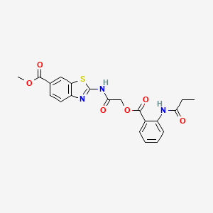 molecular formula C21H19N3O6S B5073166 METHYL 2-[(2-{[2-(PROPIONYLAMINO)BENZOYL]OXY}ACETYL)AMINO]-1,3-BENZOTHIAZOLE-6-CARBOXYLATE 