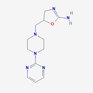 molecular formula C12H18N6O B050735 4,5-Dihydro-5-((4-(2-pyrimidinyl)-1-piperazinyl)methyl)-2-oxazolamine CAS No. 120182-20-9
