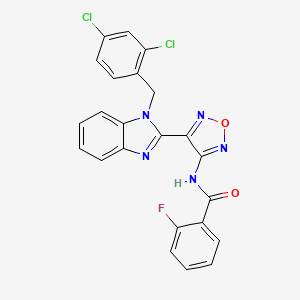 molecular formula C23H14Cl2FN5O2 B5073679 N-{4-[1-(2,4-dichlorobenzyl)-1H-benzimidazol-2-yl]-1,2,5-oxadiazol-3-yl}-2-fluorobenzamide 