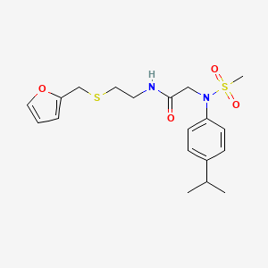 molecular formula C19H26N2O4S2 B5073686 N-[2-(furan-2-ylmethylsulfanyl)ethyl]-2-(N-methylsulfonyl-4-propan-2-ylanilino)acetamide 