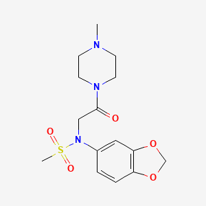 molecular formula C15H21N3O5S B5073696 N-1,3-benzodioxol-5-yl-N-[2-(4-methyl-1-piperazinyl)-2-oxoethyl]methanesulfonamide 