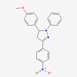 molecular formula C22H19N3O3 B5073770 5-(4-methoxyphenyl)-3-(4-nitrophenyl)-1-phenyl-4,5-dihydro-1H-pyrazole 