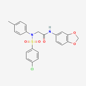 molecular formula C22H19ClN2O5S B5074379 N~1~-1,3-benzodioxol-5-yl-N~2~-[(4-chlorophenyl)sulfonyl]-N~2~-(4-methylphenyl)glycinamide 