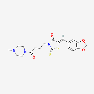 molecular formula C20H23N3O4S2 B5074456 5-(1,3-benzodioxol-5-ylmethylene)-3-[4-(4-methyl-1-piperazinyl)-4-oxobutyl]-2-thioxo-1,3-thiazolidin-4-one 