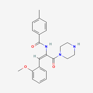 molecular formula C22H25N3O3 B5074471 N-[(E)-1-(2-methoxyphenyl)-3-oxo-3-piperazin-1-ylprop-1-en-2-yl]-4-methylbenzamide 