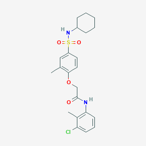 molecular formula C22H27ClN2O4S B5074550 N-(3-chloro-2-methylphenyl)-2-[4-(cyclohexylsulfamoyl)-2-methylphenoxy]acetamide 