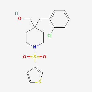 molecular formula C17H20ClNO3S2 B5074582 [4-[(2-Chlorophenyl)methyl]-1-thiophen-3-ylsulfonylpiperidin-4-yl]methanol 