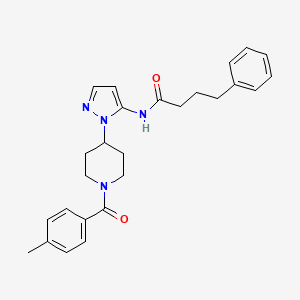 molecular formula C26H30N4O2 B5074620 N-{1-[1-(4-methylbenzoyl)-4-piperidinyl]-1H-pyrazol-5-yl}-4-phenylbutanamide 
