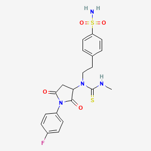 molecular formula C20H21FN4O4S2 B5074792 1-[1-(4-Fluorophenyl)-2,5-dioxopyrrolidin-3-yl]-3-methyl-1-[2-(4-sulfamoylphenyl)ethyl]thiourea 