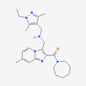 molecular formula C24H34N6O B5074839 Azepan-1-yl-[3-[[(1-ethyl-3,5-dimethylpyrazol-4-yl)methylamino]methyl]-7-methylimidazo[1,2-a]pyridin-2-yl]methanone 