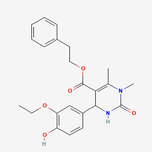 molecular formula C23H26N2O5 B5074848 2-Phenylethyl 4-(3-ethoxy-4-hydroxyphenyl)-1,6-dimethyl-2-oxo-1,2,3,4-tetrahydropyrimidine-5-carboxylate 